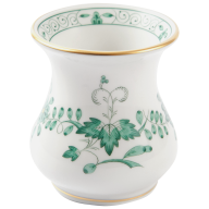 Vase, Shape "New Cutout", Oriental painting, peony and chrysanthemum, green, gold rim, H 6 cm