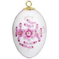 Easter egg, Indian painting, flower ornament, purple, white rim, H 4,5 cm