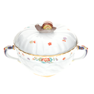 Soup cup & saucer, Shape "Swan Service", Oriental strewn flowers, gold rim (Swan service), V 0,2 l
