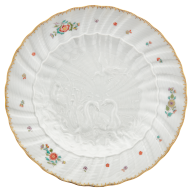 Dinner Plate, Shape "Swan Service", Oriental strewn flowers, gold rim (Swan service), ø 24,5 cm
