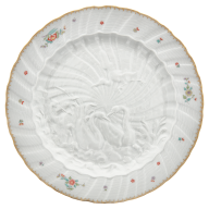 Charger Plate, Shape "Swan Service", Oriental strewn flowers, gold rim (Swan service), Ø 32 cm