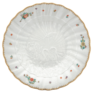 Soup Plate, Shape "Swan Service", Oriental strewn flowers, gold rim (Swan service), ø 25 cm
