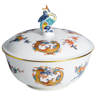 Box, Fruit painting with three dragons,coloured,gold rim,Lim. Masterpieces, Ø 18,5 cm