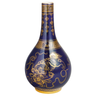 Vase, Fu dogs on cobalt blue ground, gold decoration, num., lim., H 24,5 cm