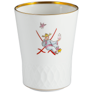 Champagne goblet, swords relief, Swords anniversary - Chinoiserien painting, H 10,5 cm