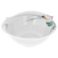 Bowl, Shape "Waves Relief", Woodland flora with insects, white rim, Ø 14,5 cm