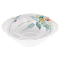 Bowl, medium, Shape "Waves Relief", Woodland flora with insects, white rim, ø 21,5 cm