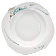 Soup Plate, Shape "Waves Relief", Woodland flora with insects, white rim, Ø 23,5 cm