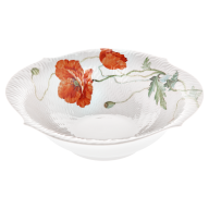 Bowl, large, Shape "Waves Relief", Wild poppy, red, white rim, Ø 27 cm