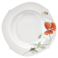 Soup Plate, Shape "Waves Relief", Wild poppy, red, white rim, Ø 23,5 cm