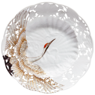 Wall plate, "Flying Crane", lim. 50, Shape "Swan Service", Ø 25,5 cm