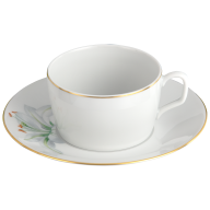 Coffee cup & saucer, Shape "MEISSEN® Cosmopolitan", "Giant Bloom", Lily, gold rim, V 0,25 l