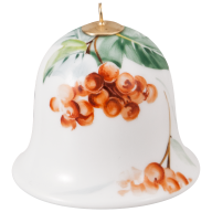 Bell, Woodland flora with insects, viburnum fruits, white rim, H 5 cm