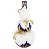 Bottle "Blue leaves with stem 3", Unique object, Gudrun Gaube, H 30 cm