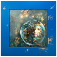 Wall picture Portrait "Look into the Universe", New Crystal Glaze World of Meissen, H 53 cm