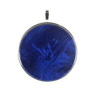 Pendant Crystal Glaze Cobalt Blue with frame in 925 sterling silver, Ø  cm