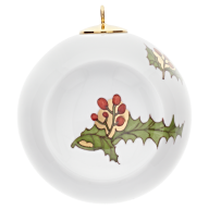 Ball, Holly, coloured and gold, white rim, H 5 cm
