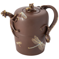 Pot with lizard "Fanciful Dragonflies", H 13,5 cm