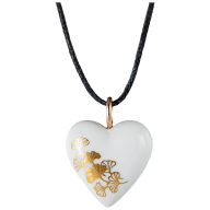 Pendant Heart medium, rose gold, Ginkgo, gold, 2,2 x 1,8 cm