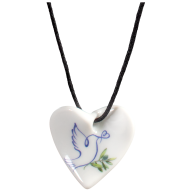 Pendant Swinging Heart, Dove with olive branch , facing to the right, 2,5 x 2,5 cm
