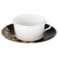 Cappuccino cup & saucer, Shape "MEISSEN® Cosmopolitan", "Golden Bamboo", black, V 0,3 l