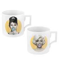 Big Mug set, 2-pcs, "Legends blowing Bubbles - Collection" by Michael Moebius, Marilyn