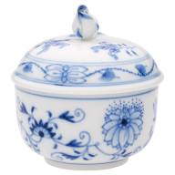 Sugar Bowl, Shape "New Cutout", Blue Onion, white rim, Ø 9 cm