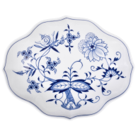 Bowl, Shape "New Cutout", Blue Onion, white rim, L 18 cm