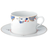 Cappuccino cup & saucer, Noble Blue, rim of onion elements, V 0,25 l