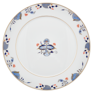 Charger Plate, Shape "No 41", Noble Blue, rim of onion elements, double leaf, Ø 33 cm