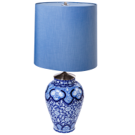 Table lamp, East Asian blossoms pattern, cobalt blue, H 95 cm