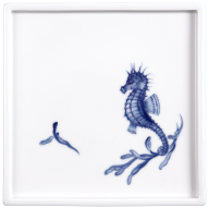Platter, Shape "MEISSEN® Cosmopolitan", "Blue Treasures", Seahorse, 21 x 21 cm