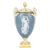 Vase showing "Dancing nymph with veil", pâte-sur-pâte painting, H 32 cm