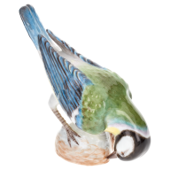 Bird Great Tit on Nut, Coloured, without gold, H 9 cm