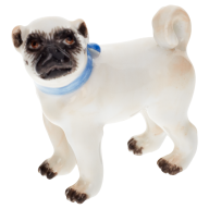 Dog Pug, no bells, standing, Coloured, without gold