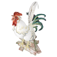 Bird Rooster on Woodpile, H 35 cm