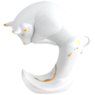 Chinese Zodiac Sign Buffalo, handpainted in Gold, H 13 cm