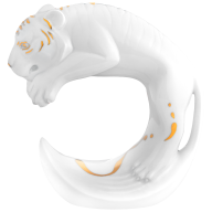 Chinese Zodiac Sign Tiger, handpainted in Gold, H 11,5 cm