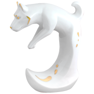 Chinese Zodiac Sign Dog, handpainted in Gold, H 11,5 cm