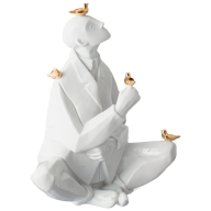 Man explaining to birds how to fly, lim. 25, H 21 cm