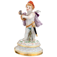 Cupid as minstrel with lute, H 20 cm