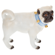 Dog Pug with bells, Coloured with gold