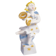 Angel with cymbal, Coloured with gold, H 10 cm