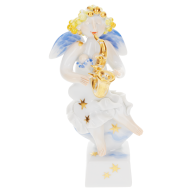 Angel with saxophone, Coloured with gold, H 10 cm