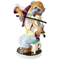 Monkey Musicians Rhesus Monkey Playing the Fiddle, H 18,5 cm