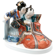 Japanese couple in the tea-house, H 17 cm