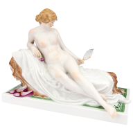 Figure of a "Nude with mirror and rose", H 26 cm