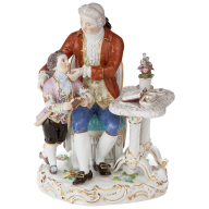 "Grandfather and Grandchild" figure group, H 22,5 cm