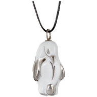 Pendant "Platinum" half relief Penguin, 3,5 x 1,7 cm