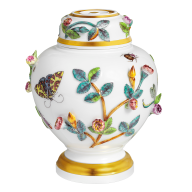 Lidded vase "Flowers and insects", H 13,5 cm